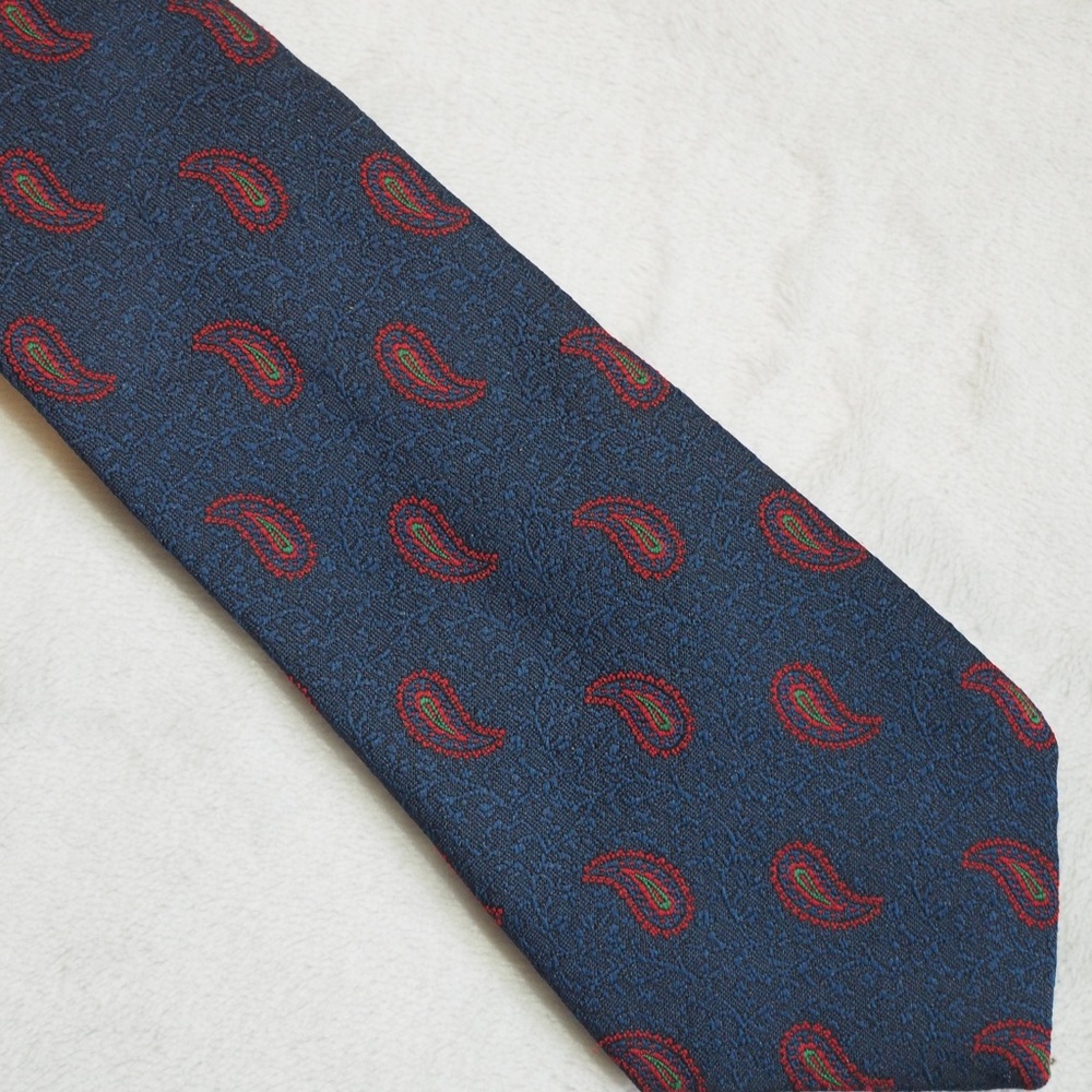 St-Michael Uk Paisley Patterned Blue and Red Tie